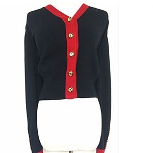 St John Collection‎ Santana Knit Cropped Signature Cardigan Sz M